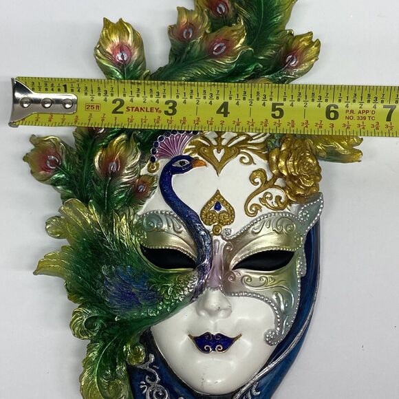 Design Toscano Wall Mask of Venice Peacock 6.5" x 13.5" Mardi Gras - READ - Picture 13 of 14